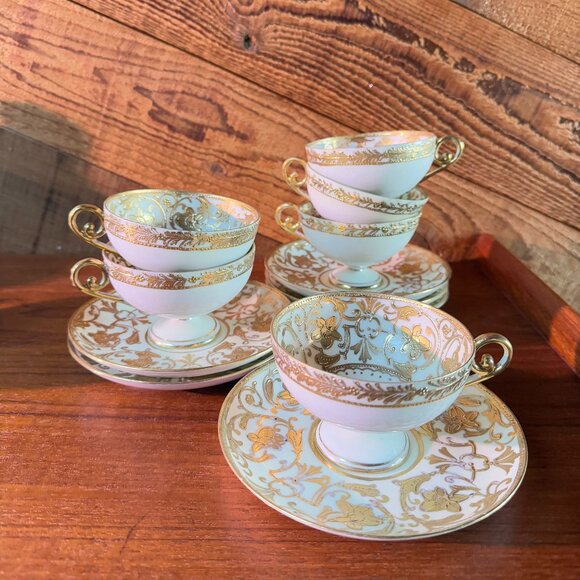 Rare Antique Nippon Hand-painted Gold Bone China Tea Set - Picture 5 of 7